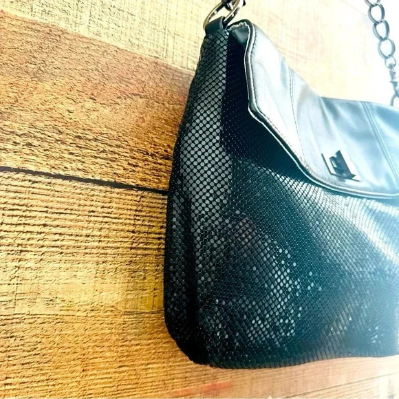 NWOT Whiting & Davis Large Mesh Black Shoulder Bag - Picture 4 of 11